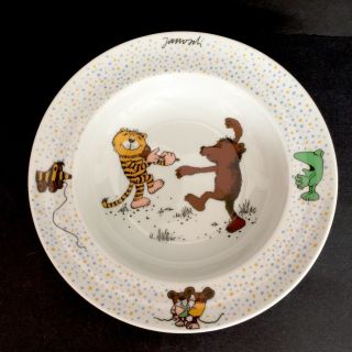 Thomas Janosch Porcelain White Bowl 9 " Tiger Bear Frog Bavaria Sonor Germany