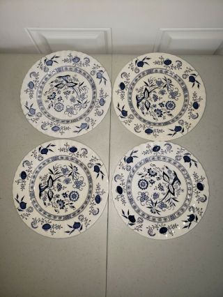 Vintage J G Meakin Classic Blue Nordic England 10 " Dinner Plate Set Of 4