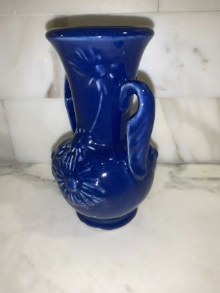 Vintage Shawnee Pottery USA Gloss Blue Mini Vase 5.  25 