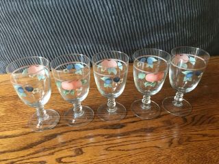 Mikasa Country Classics Fruit Panorama Set Of 5 Goblets Glasses