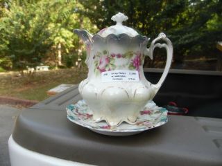 Gorgeous Antique M.  Z.  Austria Syrup Pitcher With Matching Under Plate