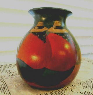 Vintage Peruvian Martinez Signed Hand Painted Pottery Vase
