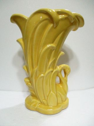 Vintage Mccoy Pottery Yellow Swan Vase 1940 