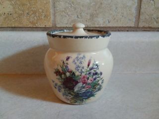 Home & Garden Party Floral Splender Sugar Bowl Caddy Jam Pottery 2002 Made Usa