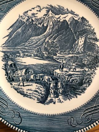 Currier and Ives Royal China BLUE Rocky Mountains Tab Handled Cake Plate 2
