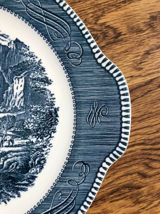 Currier and Ives Royal China BLUE Rocky Mountains Tab Handled Cake Plate 3