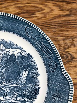 Currier and Ives Royal China BLUE Rocky Mountains Tab Handled Cake Plate 4