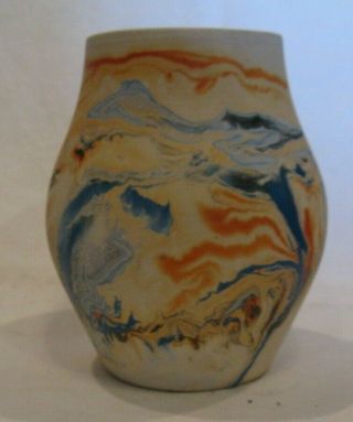 Nemadji Pottery Native Art Swirled Colors Vase - 5.  5 " Tall And 4 " Wide
