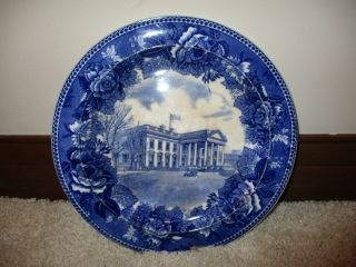 Antique Wedgwood Blue & White Transfer Ware White House Plate