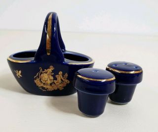 Vintage Florance Limoges Porcelain Salt Pepper Shakers Set Made In France