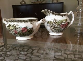 Johnson Brothers Friendly Village Creamer & Sugar Bowl Without Lid