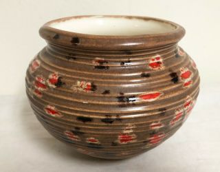 Vintage 1970s Mid - Century - Modern Brown Orange Pottery Planter Pot