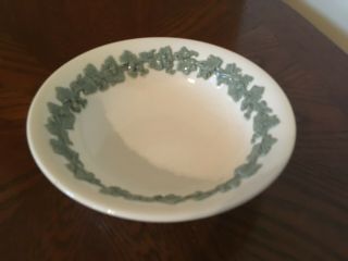 Wedgwood Queens Ware 6 1/4 " Cereal Bowl Green On Cream Smooth Edge