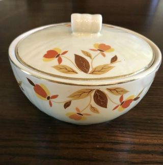 Jewel Tea Autumn Leaf Small Covered Dish Bowl 5” X 3 1/2”