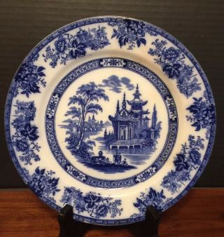 Antique Flow Blue Madras 8 1/2” Plate Royal Doulton England Burslem