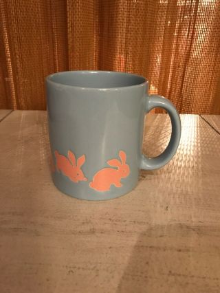 Vintage Waechtersbach Light Blue Mug With Pink Bunnies