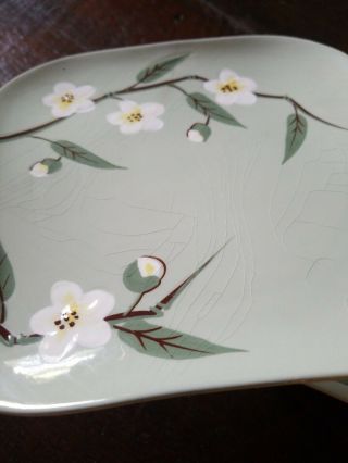 Vintage Weil Ware Dishes Malay Blossom Square Luncheon 2 Plates Celedon 3