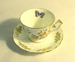 Aynsley Fine English Bone China Floral With Butterfly Cup & Saucer Perfect