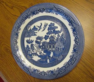 Churchhill Blue Willow Pottery England Large Serving Platter 13 " Lion Mark 2