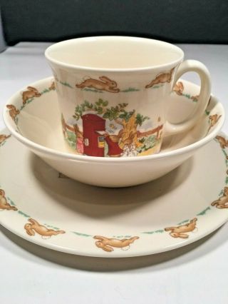 Royal Doulton Bunnykins Childs Ceramic 3 Piece Set Plate,  Bowl,  & Cup 4