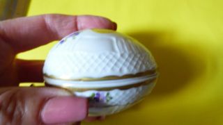 Vintage Hollohaza Pannonia Strawberry Pattern Porcelain Egg Trinket Box 5