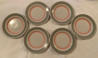 Vtg Jackson China Pattern Pink & Grey Mid - Century Restaurant Ware Dessert Plates