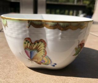 Herend Porcelain Hungary Butterfly Flower Bowl Trinket Dish Heart Shaped