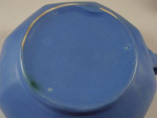 Vtg 1930s Catalina Island Pottery Blue Sugar Creamer No Lid Chip 8 Side 5