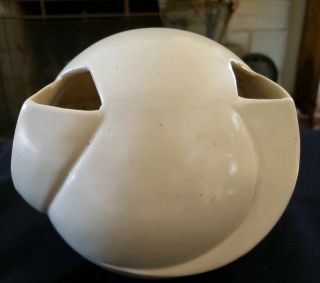 Vintage Rum Rill Art Deco Pottery Vase W/ 3 Openings Ivory