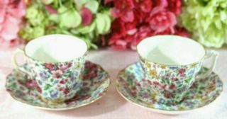 Vintage Old Royal,  Bone China Chintz Tea Cups (2)