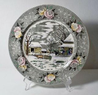 Adams Currier & Ives Home To Thanksgiving 10 - 1/2 " Dinner Plate