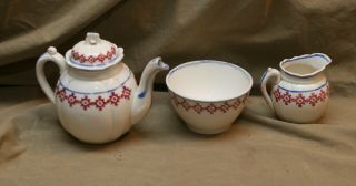 Antique English Staffordshire Stick Spatter Waste Bowl Tea Pot Creamer 3