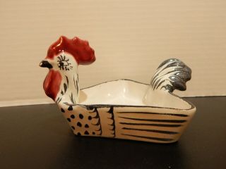Ceramic Hand - Painted Portugal Olive Dish Chicken Rooster Triangle Shape