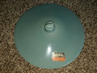 Vintage Red Wing Aqua Turquoise Round Lid Only Ovenware Bakeware 9.  5 " W/ Sticker
