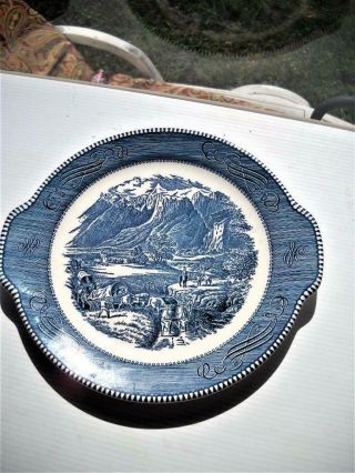 Currier And Ives Handled Cake Plate In " The Rocky Mountains " Pattern - No Faults