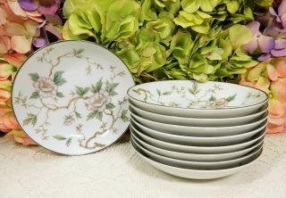 9 Vintage Noritake Porcelain Bowls Chatham Pink Flowers