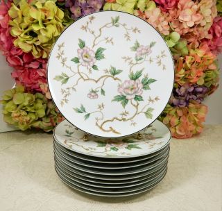 10 Vintage Noritake Porcelain Dinner Plates Chatham Pink Flowers