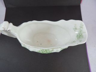 Rare Marlborough Waterloo Potteries Semi Porcelain Green Floral Gravy Boat 4
