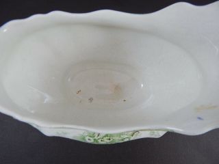 Rare Marlborough Waterloo Potteries Semi Porcelain Green Floral Gravy Boat 5