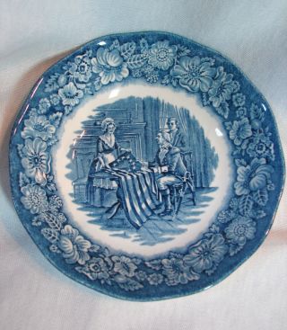 3 Vtg Liberty Blue Transferware Staffordshire Ironstone Betsy Ross Berry Bowls