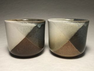 Vintage Pair Pottery Craft Cups,  Guinomi Yunomi,  Robert Maxwell Studio Ceramics 3