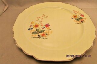 Vintage Dinner Plate Lido W.  S.  George Canarytone - Flowers & Lattice - 150a - Usa