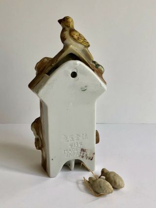 Vintage Bird House Coo Coo Clock Wall Pocket Vase Planter Japan 4134 B13 3