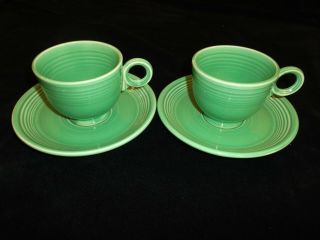 Set Of 2 Vintage Fiesta Ware Cup Saucer Green Homer Laughlin