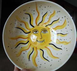 Vintage Los Angeles Potteries Large Serving Bowl With Sun Decoration