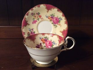 Vintage Aynsley Floral Teacup And Saucer