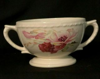 Vtg Taylor Smith Taylor Ceramic Boullon Cup Floral Design Usa 7375