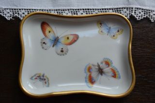 Vintage Limoges France Porcelain Butterfly Trinket Tray Dish