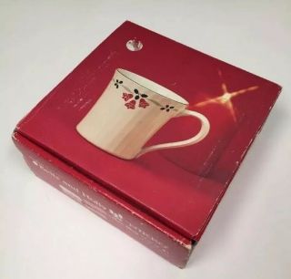Nikko Christmas Coffee Cups Mugs Set Of 4 White Perception Stoneware Bells Holly