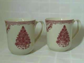Johnson Bros Christmas Tree Mugs Set Of 2 Old Britain Castles Made In England